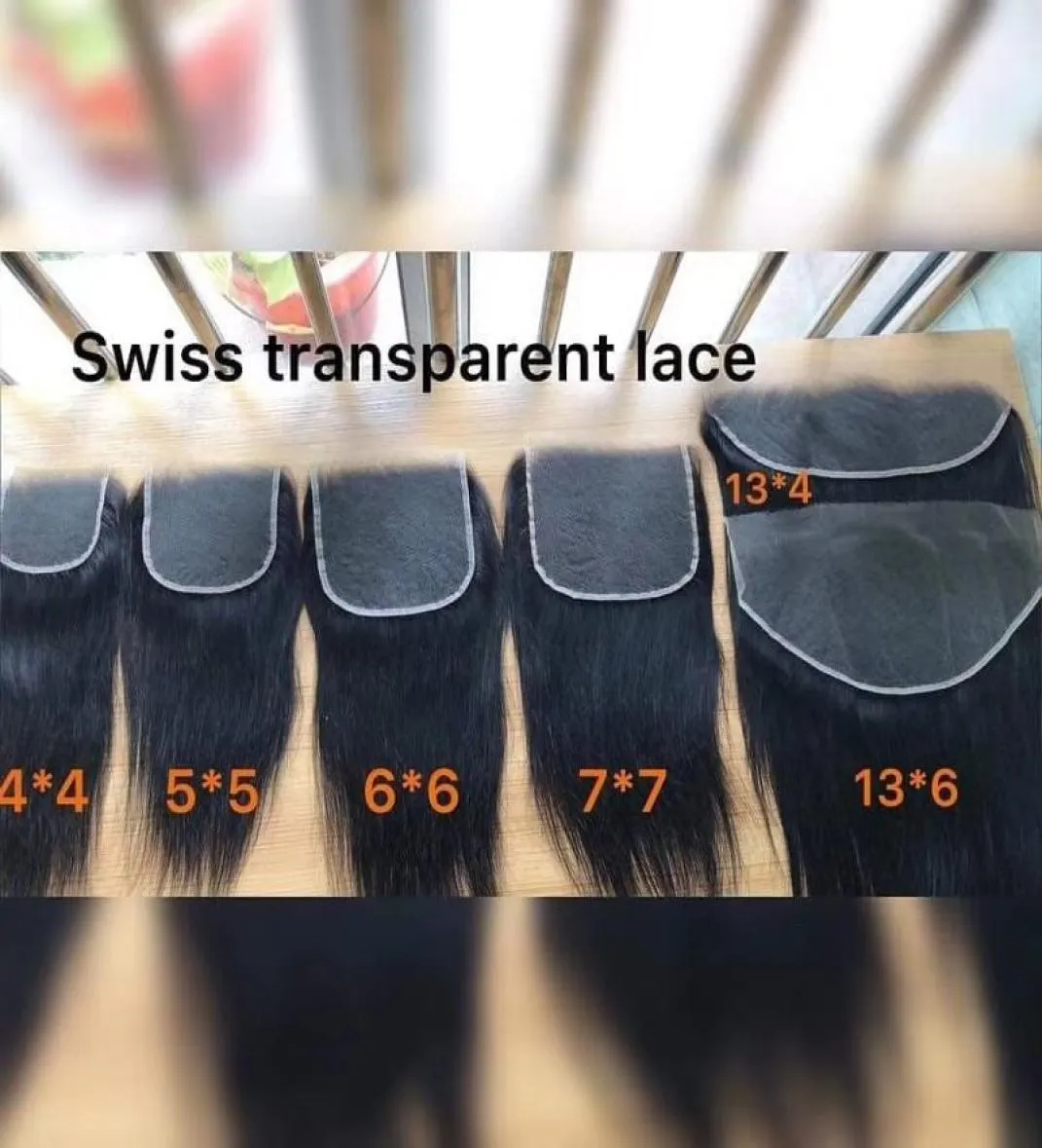 Fermetures frontales en dentelle HD transparente suisse 4x4 5x5 6x6 7x7 13x4 13x6 oreille à oreille pré-épilées avec Hairline naturel 5428764