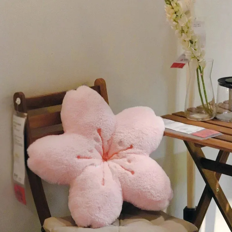 Ins Petali di ciliegio rosa Cuscino Ragazza Camera da letto Soggiorno Arredamento Finestra a bovindo Cuscino per sedile Peluche Tatami Cuscino con fiori di ciliegio 240111