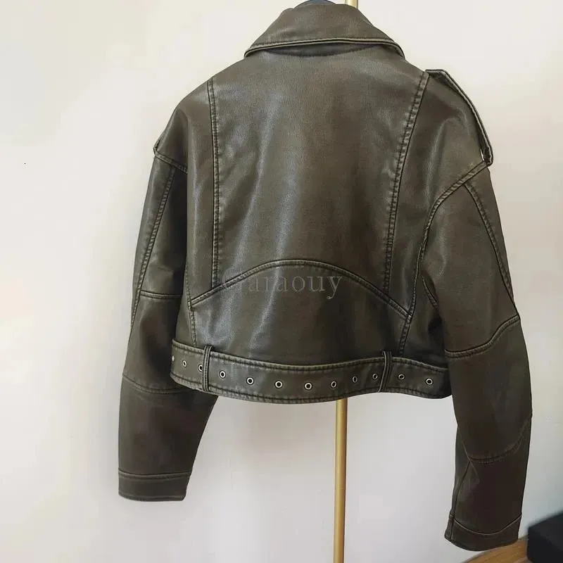 Chic Faux Leather Biker Jacket - Womens Spring Fashion Short