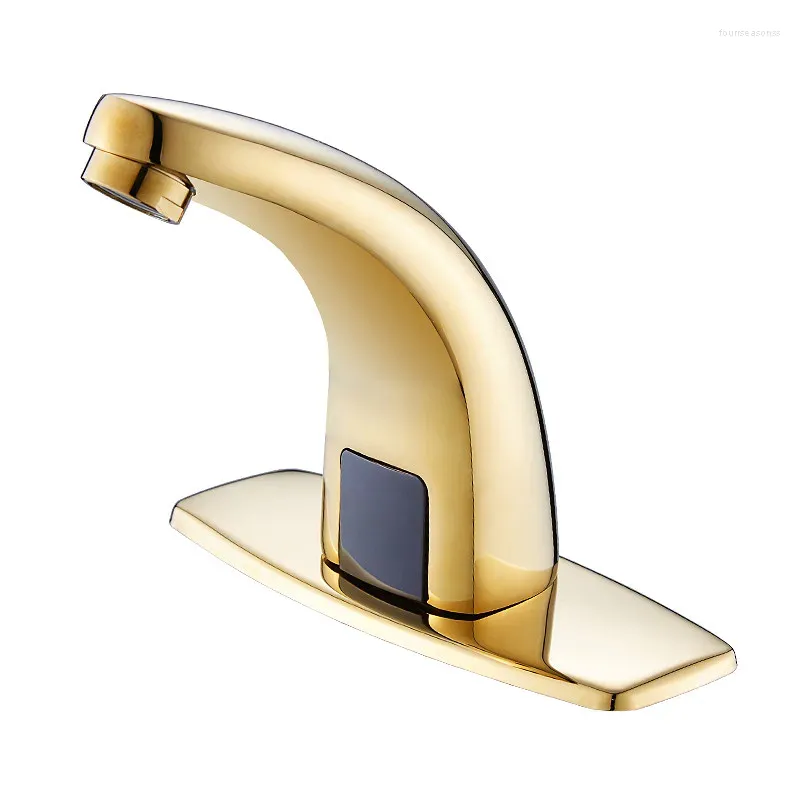 Badrumsvaskkranar Automatisk Golden Sensor Mixer Infrared Basin kran Mässing Antik smart induktion Touchless Tap J19426