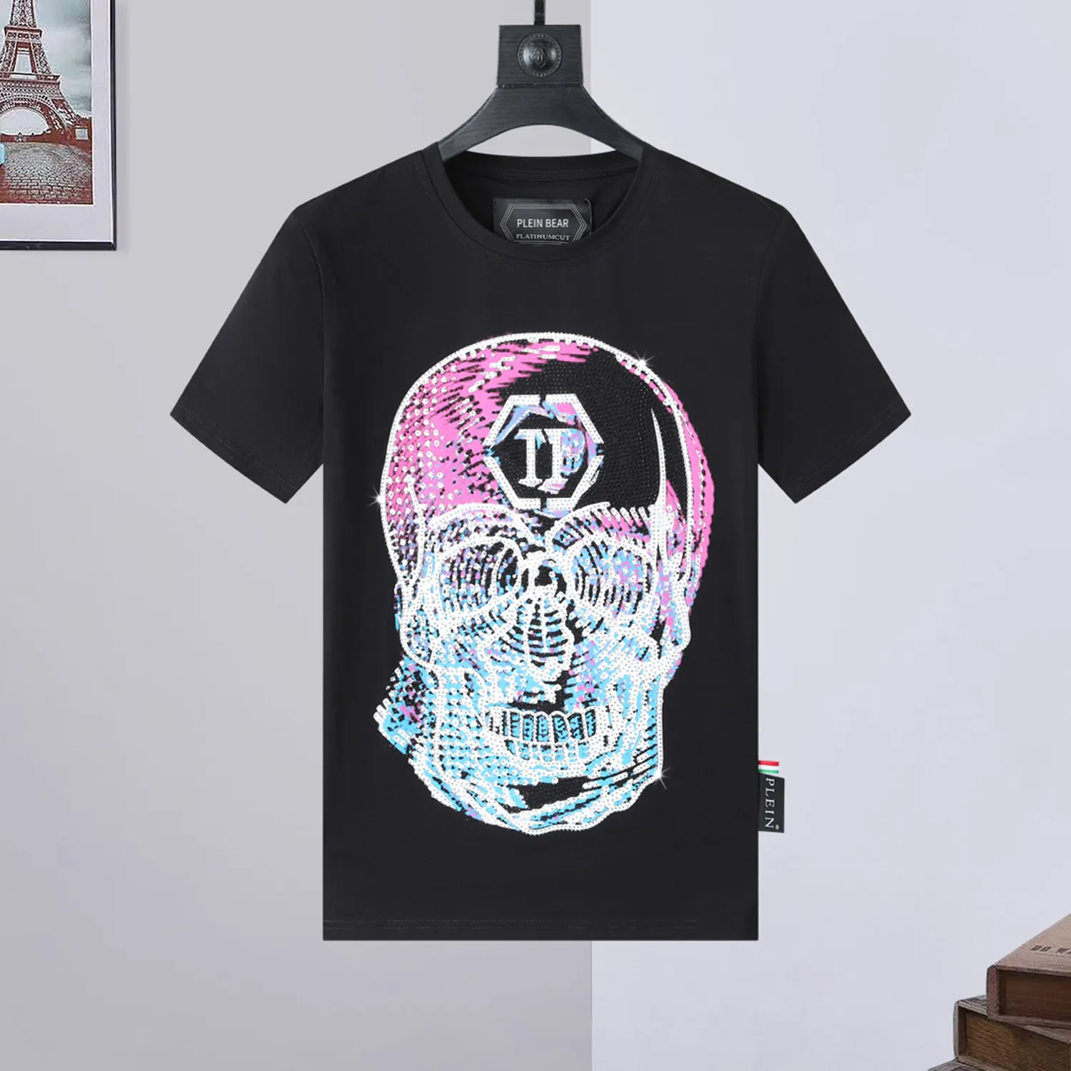 PLEIN BEAR T-Shirt Herren Designer-T-Shirts Markenkleidung Strass PP Schädel Männer T-Shirt Rundhalsausschnitt SS Schädel Hip Hop T-Shirt Top T-Shirts 16705