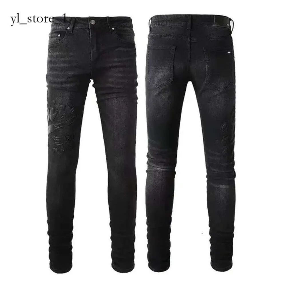 Amirj Jeans Designer Jeanshigh Street Hole Star Patch Hommes Femmes Amirj Star Panneau de broderie Stretch Kusbi Jeans Pantalon Violet Ripped Amirs Jeans 4057