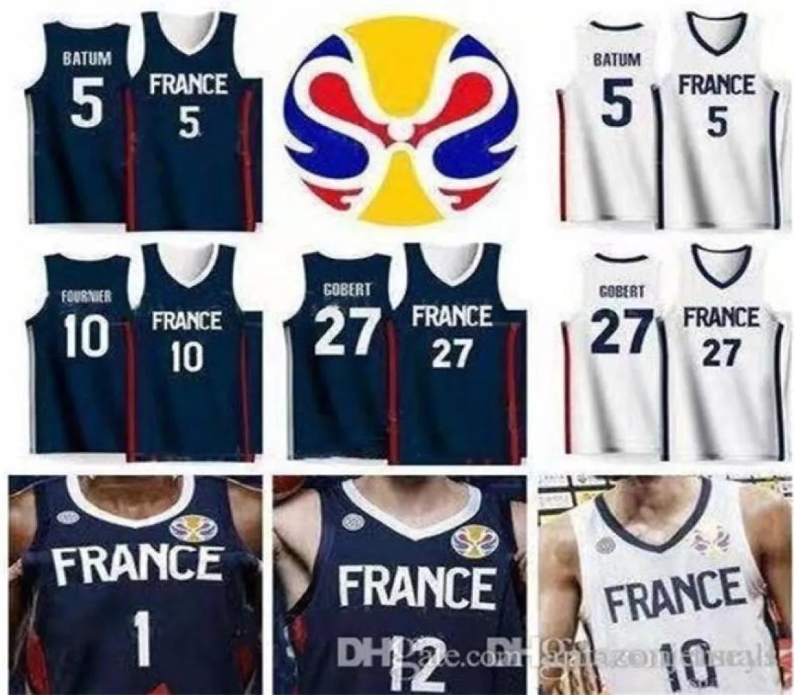 2021 World Cup Team Basketball Jerseys France 27 Gobert 21 Andrew Albicy 17 Vincent Poirier 12 de Colo Lessort Gobert Batum Fourni5253602