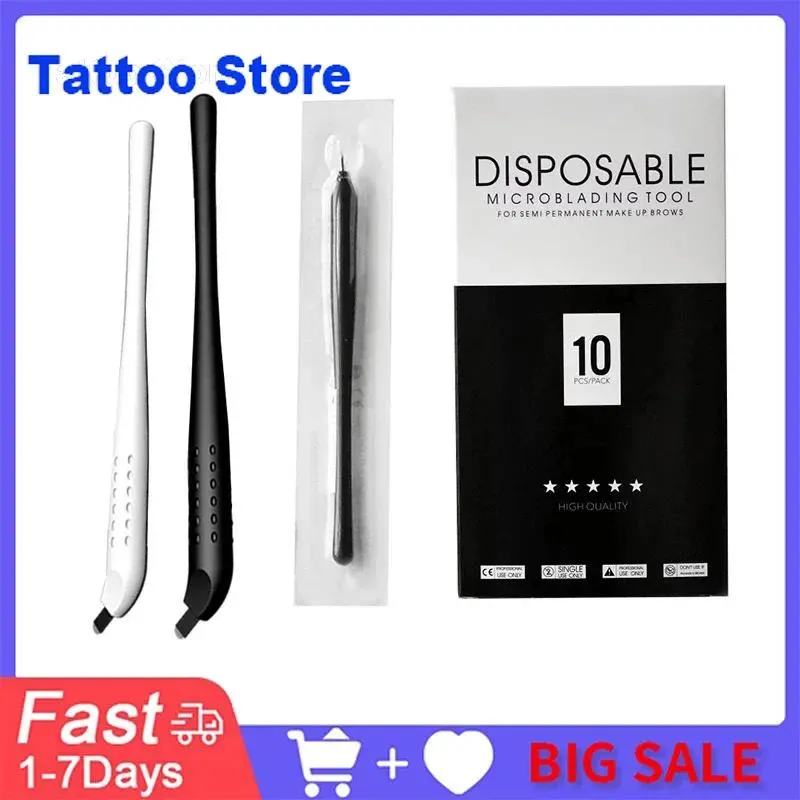 Machine 10pcs Wegwerp Microblading Pen 18u/14pin Eo Gas Gesteriliseerd 3d Micro Blade Gereedschap Permanente Make-Up Hine Wenkbrauw tattoo