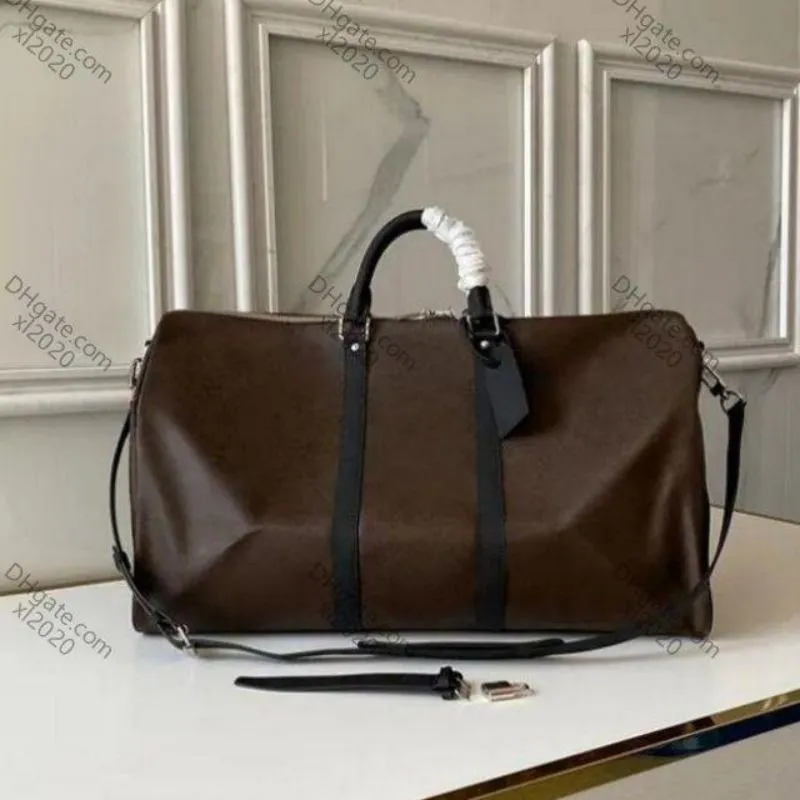 Moda oryginalne skórzane torby z ravel nylonowe torebki duża pojemność Połączanie noszenie lugotów torby na dufel luksusowe męskie bagaż 50 cm luksusowa torba designerska