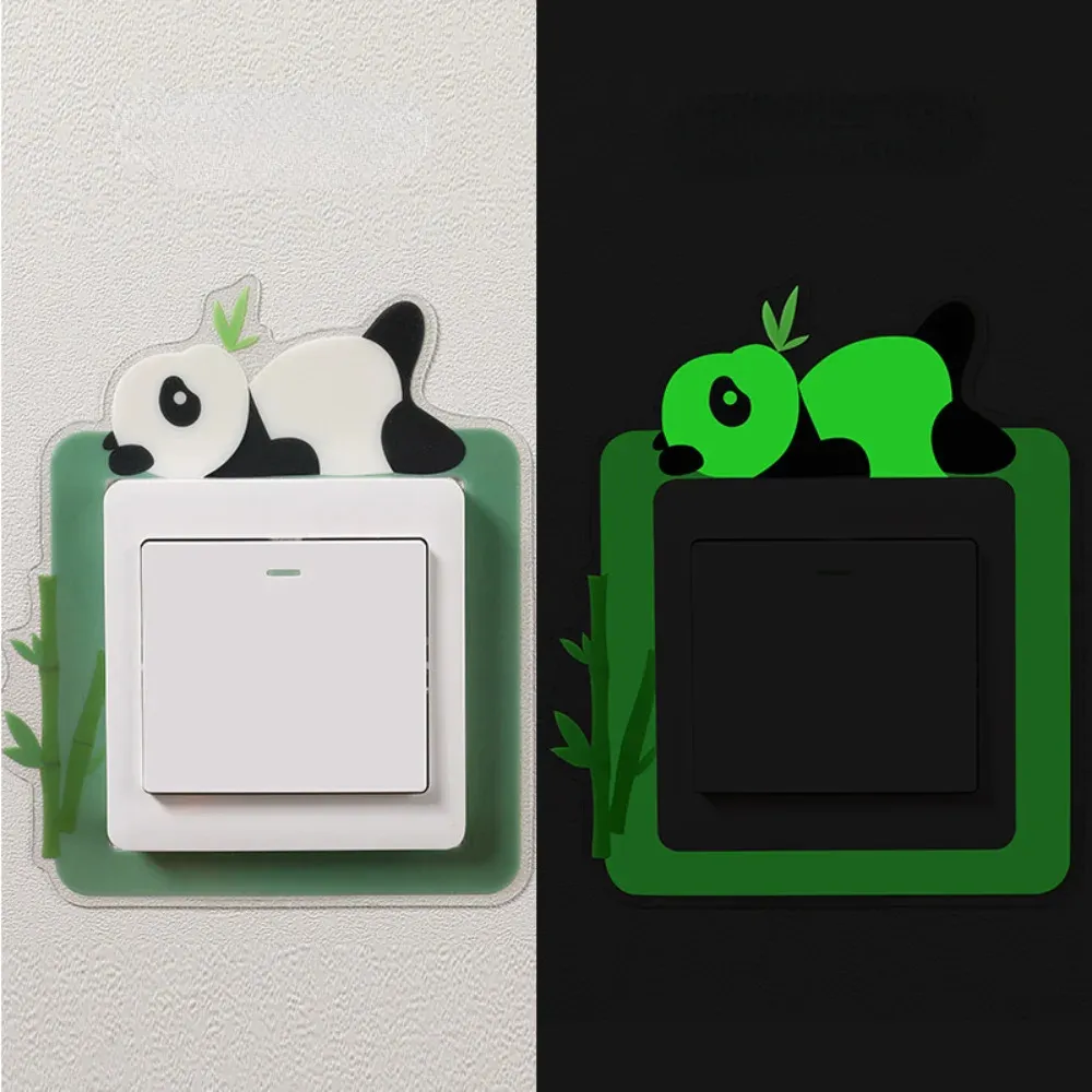 Luminous Animal Switch Sticker Cartoon Glow in the Dark Fluoressent Decoration Panda Home Kid Room Decor 240111