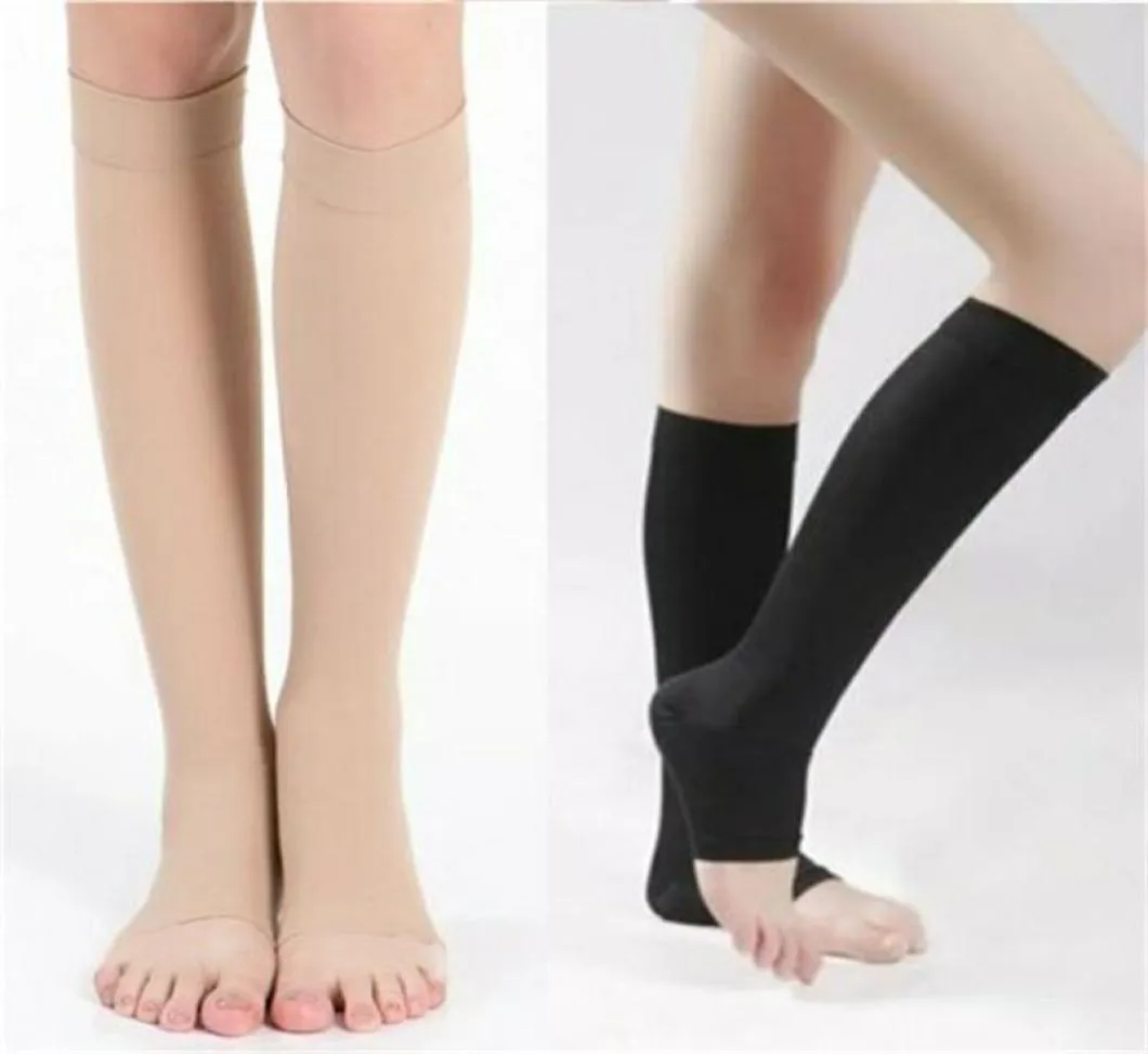 Calzini sportivi Uomo Donna Compressione senza dita del ginocchio Calze di sostegno alte Punta aperta XXL 2 pezzi Riduce l'affaticamento per la runner incinta5700725