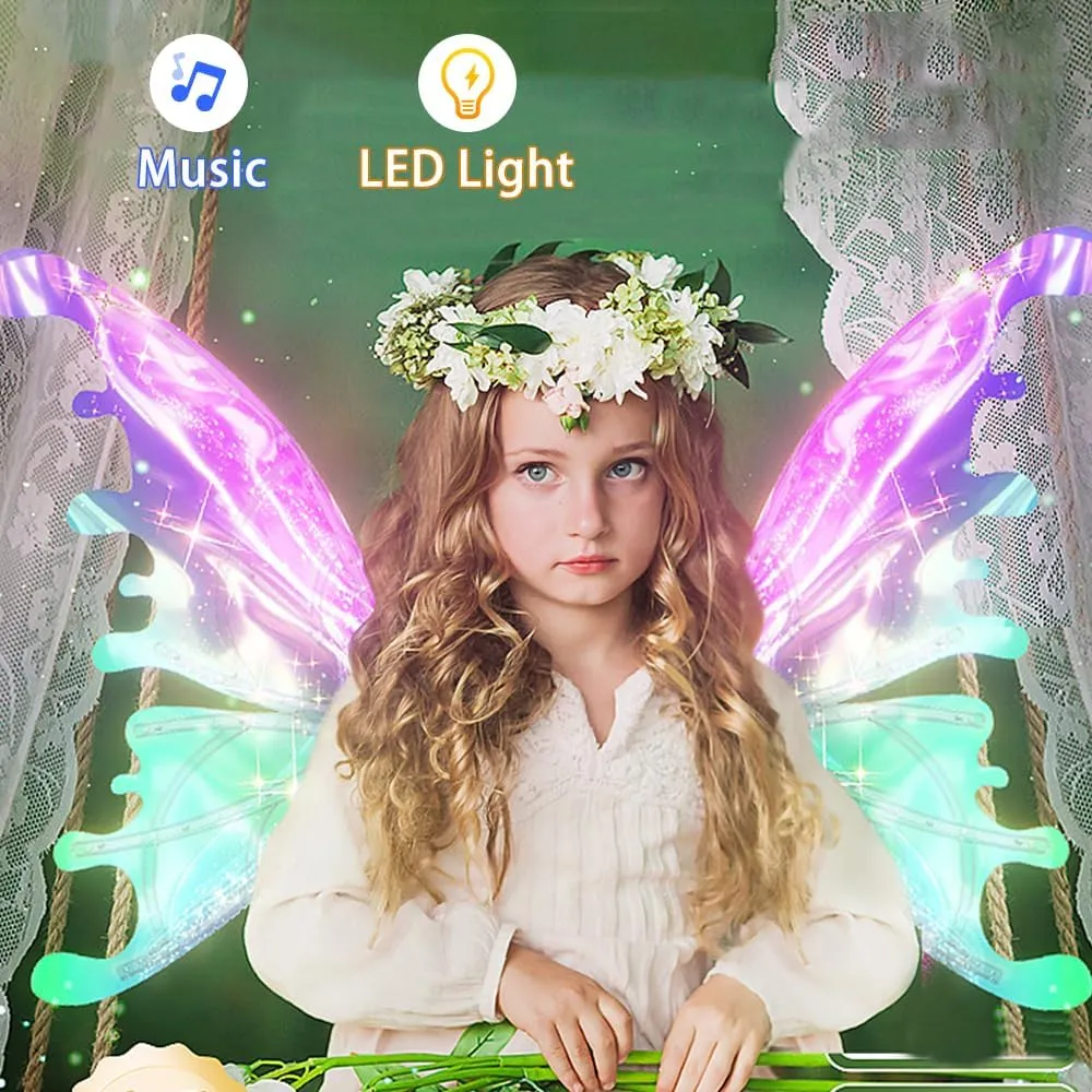Ali Delle Fate Luminose Per Bambini E Adulti – Set Con Fascia LED, Bacchetta E Orecchie Per Cosplay