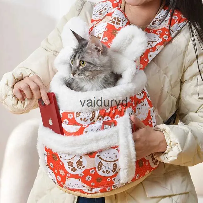 Cat Carriers Crates Houses Winter Shoulder Pet Backpack Nest Portable Warm Bag Kitty Small Dog Kennelvaiduryd