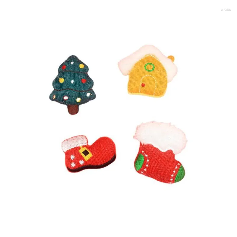 Christmas Decorations 10Pcs/lot Cartoon Plush Series Patches DIY Cotton-filled Fabric Doll Appliques Handmade Decorative Material