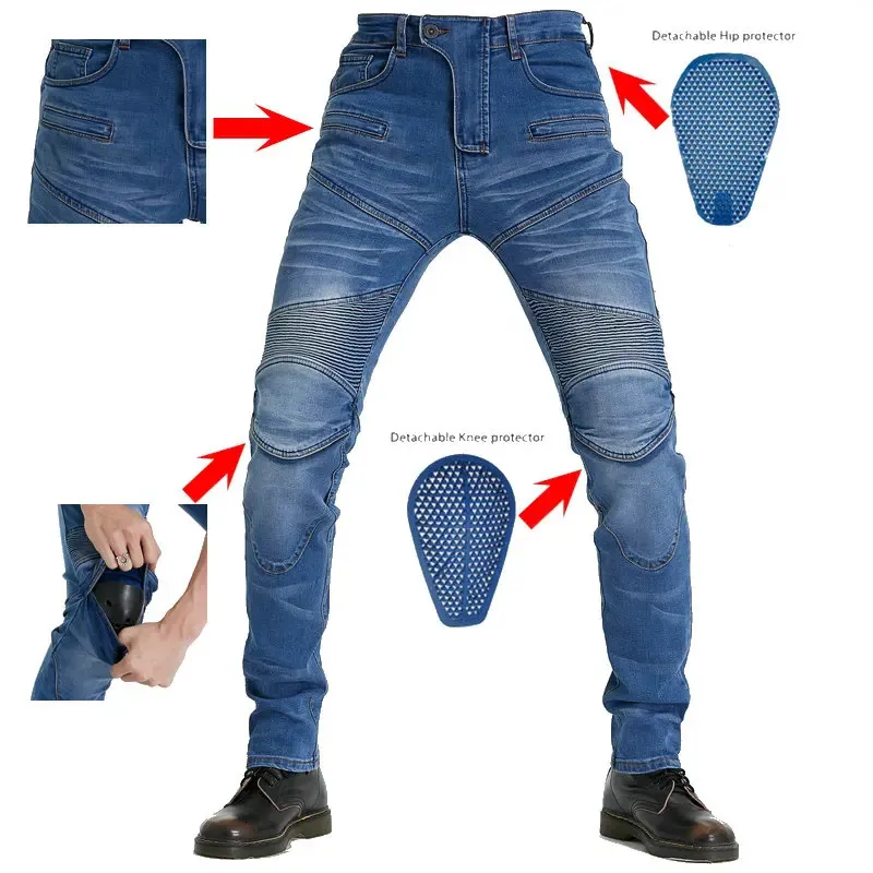 Men Jeans Moto pants Classic Motorcycle Pants Men Moto Jeans Protective Gear Riding Motorbike Trousers Motocross Pants 240112