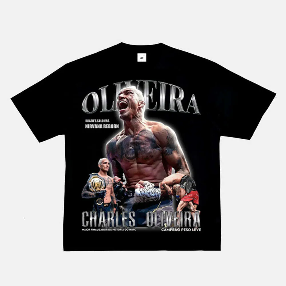 Oliveira T-Shirt UFC-Porträt Kurzärmel gegen HipHop Top Vintage