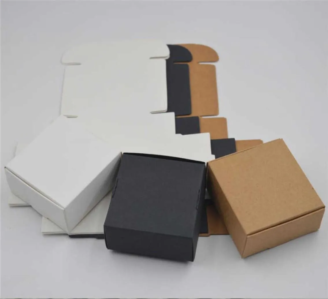 100pcs Black kraft paper craft box small white soap cardboard paper packingpackage box brown candy gift jewelry packaging box 2104903942