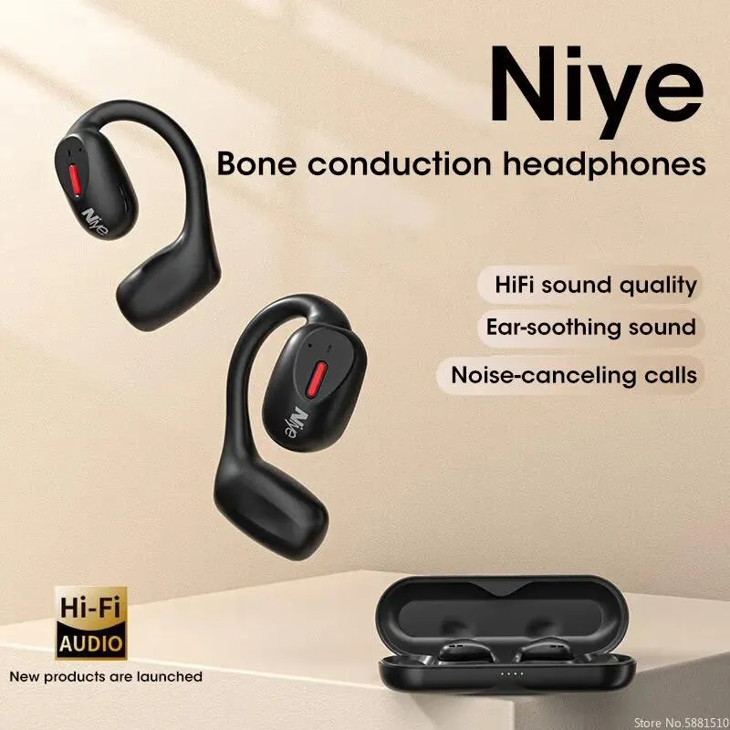 Hörlurar Niye T18 Open Ear Air Ledning TWS Earphone Bluetooth 5.3 Trådlös hörlurar Sportör Krok Surround Space Audio Earbuds