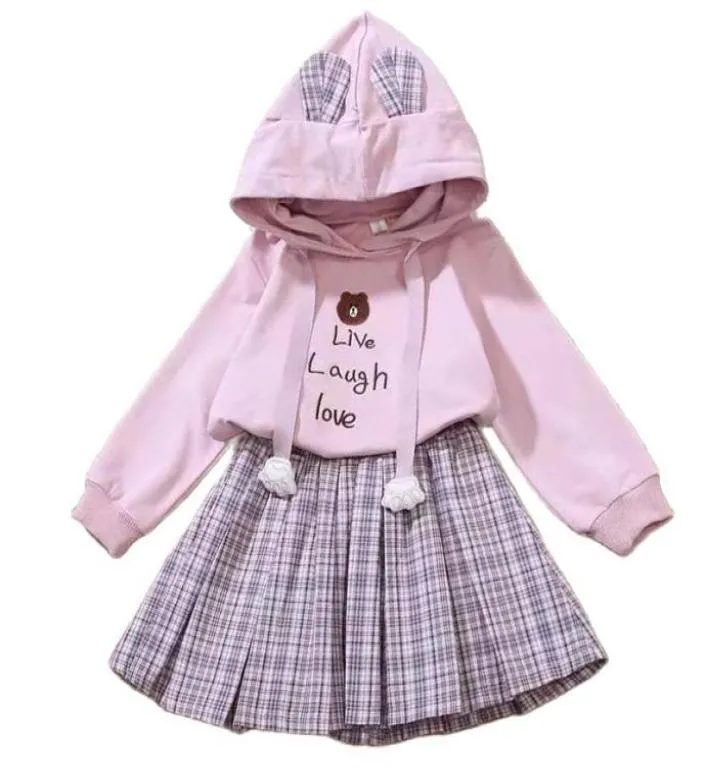 Girl039s Dresses Children039s Clothing Suits Spring Autumn Girls Plaid Skirt Suits Dress LongSleeved Sweater Suits Fashion 8497963