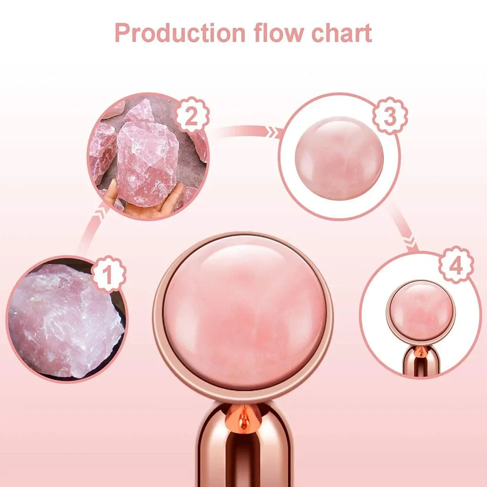 vibrating rose quartz face roller LUXE + ROSE - PHOENIX