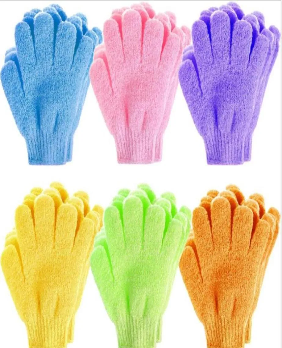 Bath Glove Kid039S Washcloths Tyghandduk Solid Children039S Finger Gloves Nylon Massage Dusch Bubble Tool Dead Skin Cell R3930503