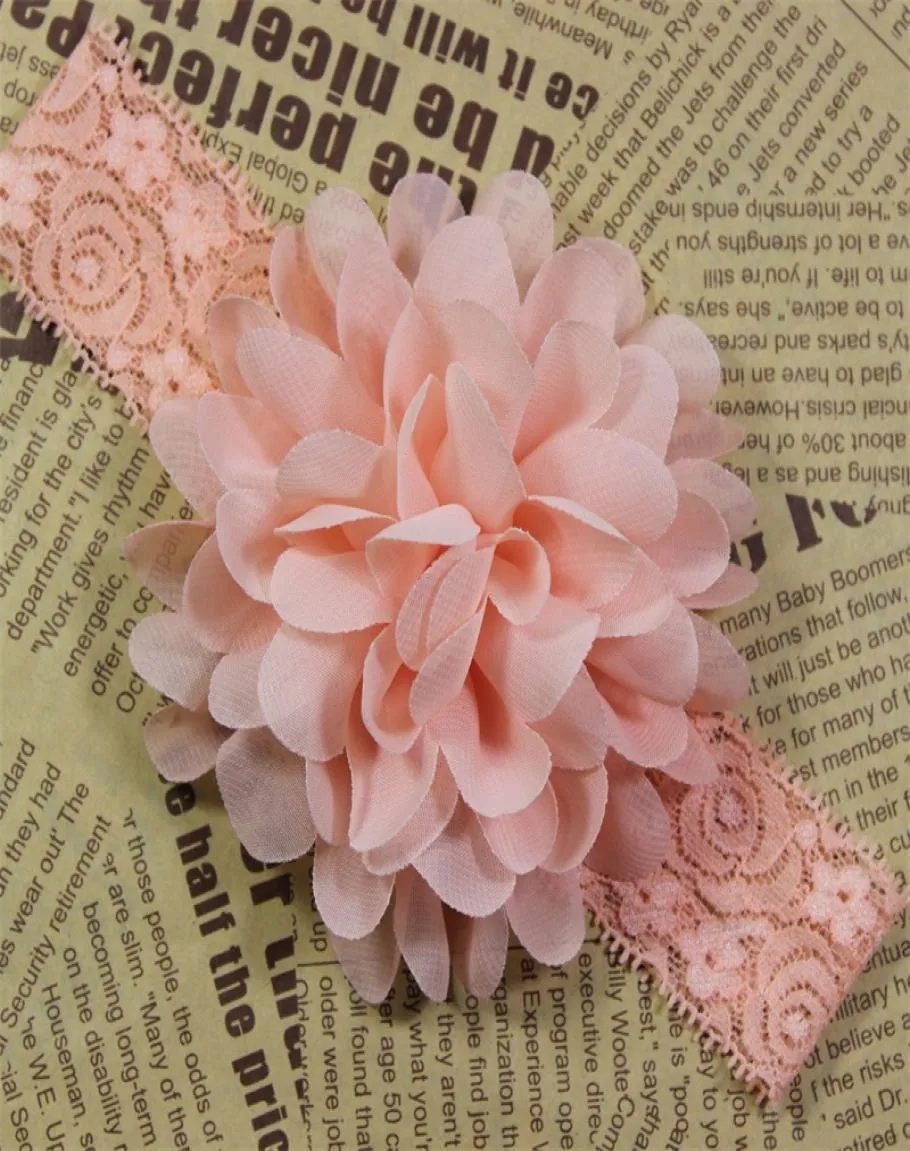 Baby Hair Accessories 18pcslot Chiffon Flower Newborn Headband Elastic Lace Bows For Girls Baby Hair Bows Hairbands For Girls1 755211033