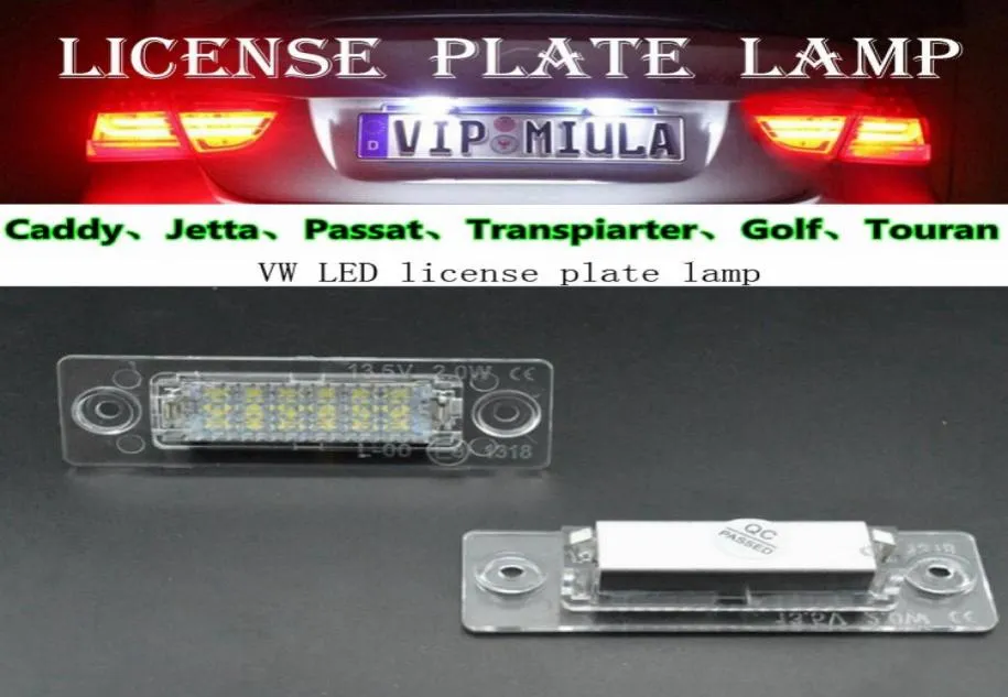 Luz de matrícula de 18LED con Error de lote de 2 unidades para Skoda Transporter Passat Golf Touran, unidad de decodificación blanca de 6000k, lámpara trasera 4662258