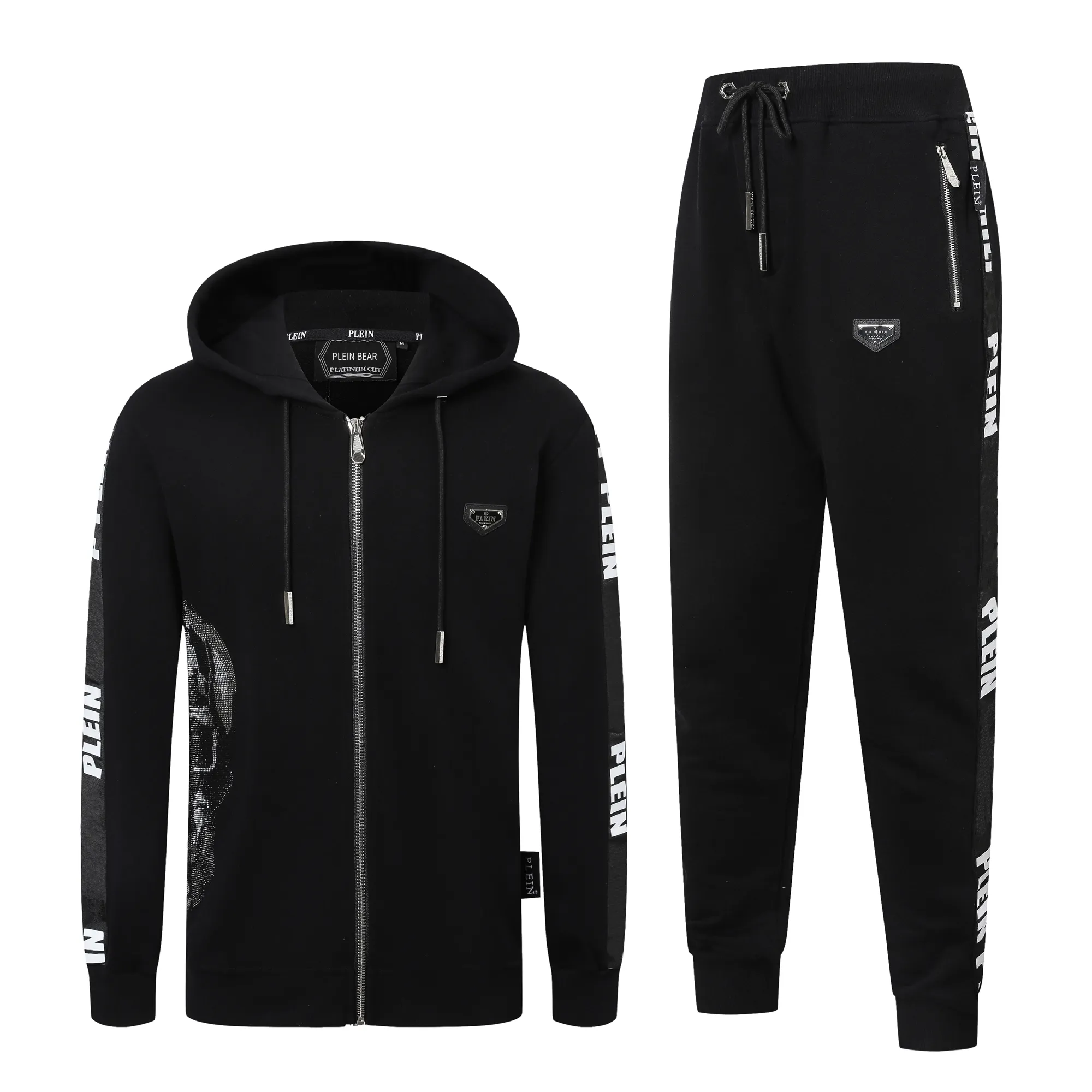 PLEIN BEAR Masculino com capuz agasalho TOP CALÇAS HEXÁGONO Agasalho masculino com capuz Casual Fatos de treino Jogger Jaquetas Calças Conjuntos Terno esportivo 71194