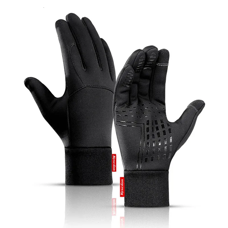 Vintermän Kvinnor Cycling Handskar Full Finger Touch Screen Antisp Waterproof Windproof Warm Thermal Fleece Bike Bicycle Gloves 240112