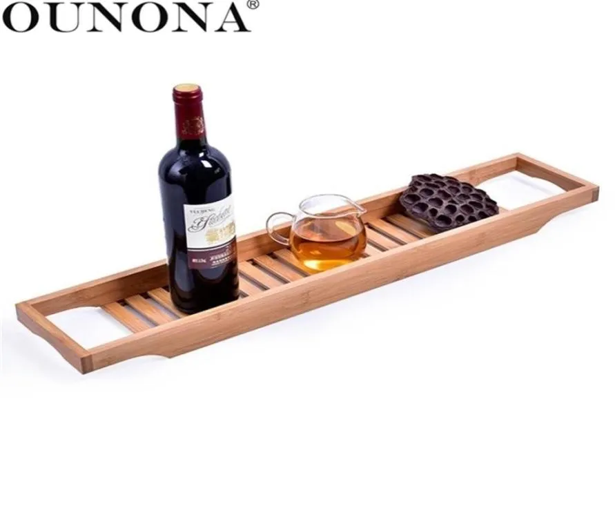 OUNONA Bathtub Trays Bathroom Bamboo Bathtub Storage Rack Bathroom Shelf Rack Shower Organizer Shelves Holder T2004131182953