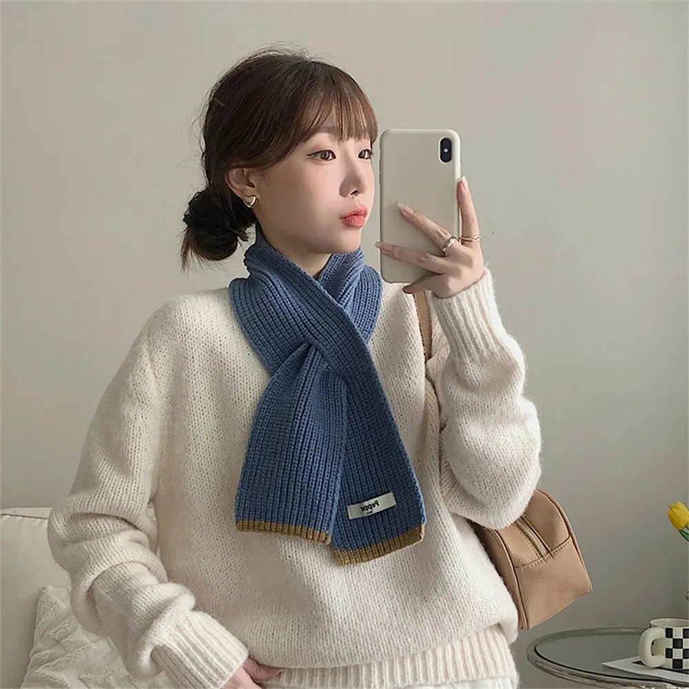 Moda cachecol de caxemira feminino cachecol de malha cruzada inverno quente lenço de lã coreano senhora pescoço envolve bufandas silenciador foulard 240111