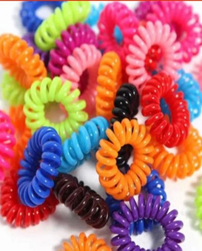 150 pièces attaches de cheveux en spirale sans pli cordon de téléphone élastique couleurs de bonbons bobines de cheveux en spirale anneaux de cheveux porte-queue de cheval coloré cheveux A6988442