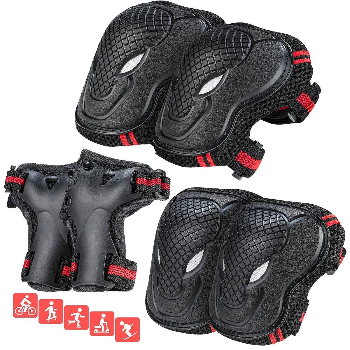 6 uds rodilleras, coderas, muñequeras, equipo de protección, conjunto de almohadillas de protección de seguridad para monopatín, ciclismo, montar para adultos 240112