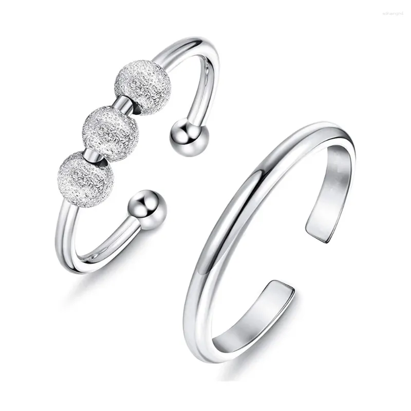 Anelli a grappolo ZHOUYANG Set di anelli di ansia per le donne Spinner regolabile Fidget con perline Accessori donna Alleviare lo stress Gioielli KAR046