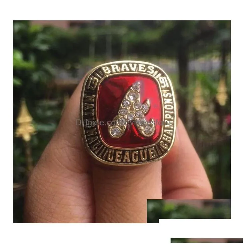 cluster rings 1991 braves world baseball team championship ring with wooden display box souvenir men fan gift 2023 wholesale drop de