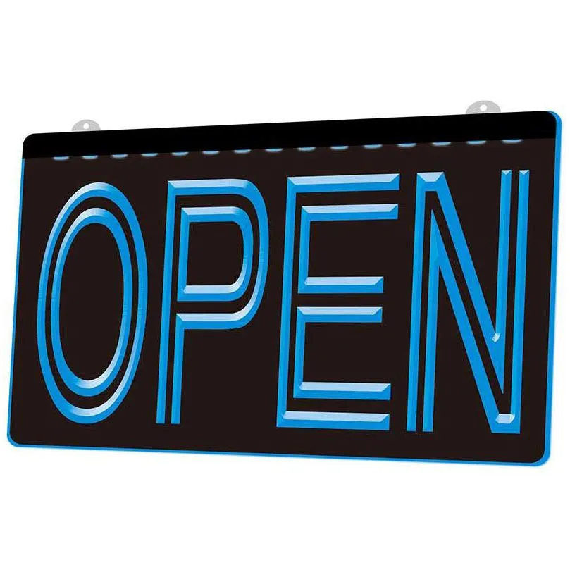 LED Neon Sign LS0004 Ljus Öppna Overnight Shop Bar Pub Club 3D Gravering Wholesale Retal Drop Delivery Light Lighting Holiday DHE8S