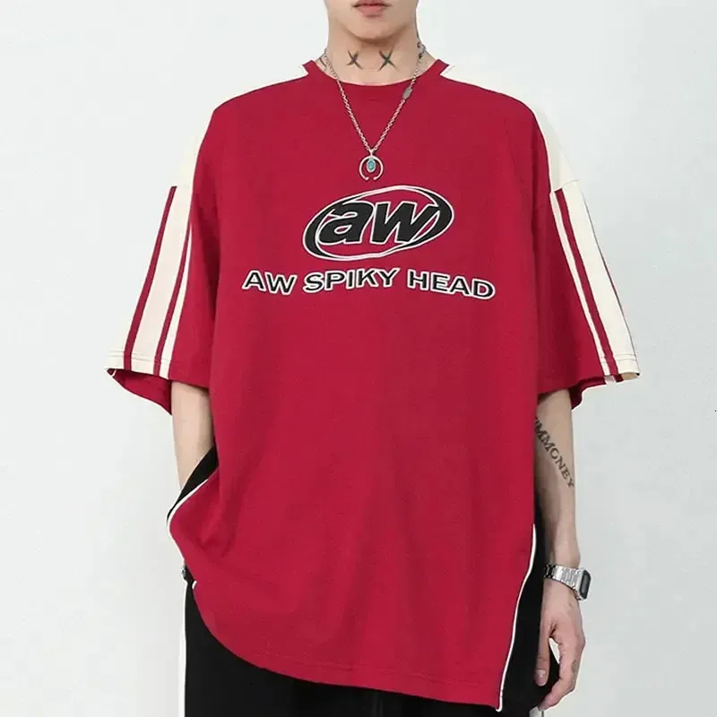 Y2K Korean Men Streetwear Letter Graphic Acubi Harajuku Egirl Short Sleeve T-Shirts Grunge Aesthetics Oversized Tops Alt Clothes 240112