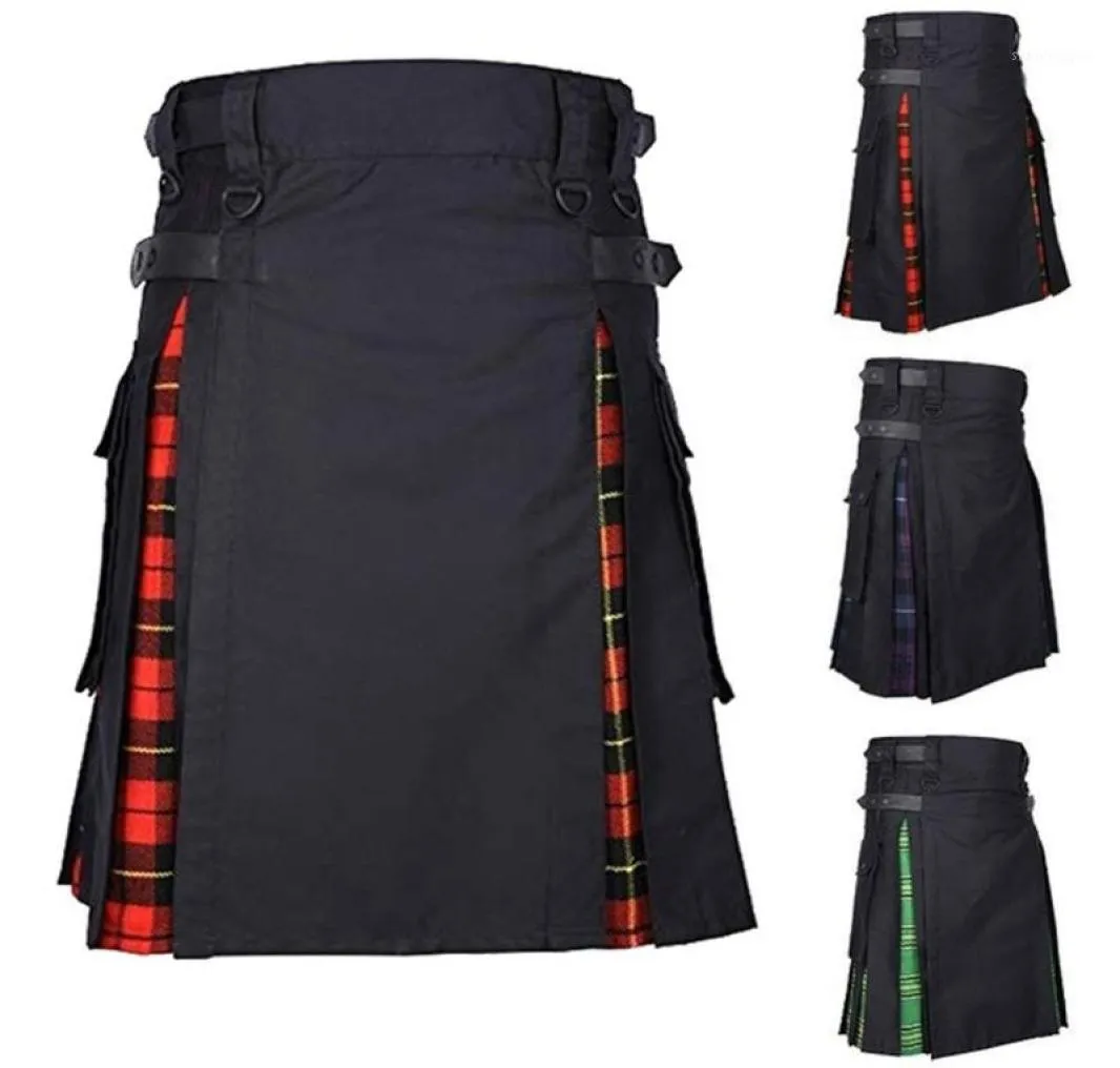 Men039s Pantalon Style Gothique Hommes Vintage Kilt Ecosse Mode Kendo Poche Jupes Vêtements Écossais Jupe Plissée 19Sep2618593044