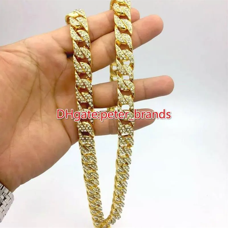 Mode hommes or Cuba chaîne hip hop rappeurs collier s modèle classique colle diamants bijoux 195L