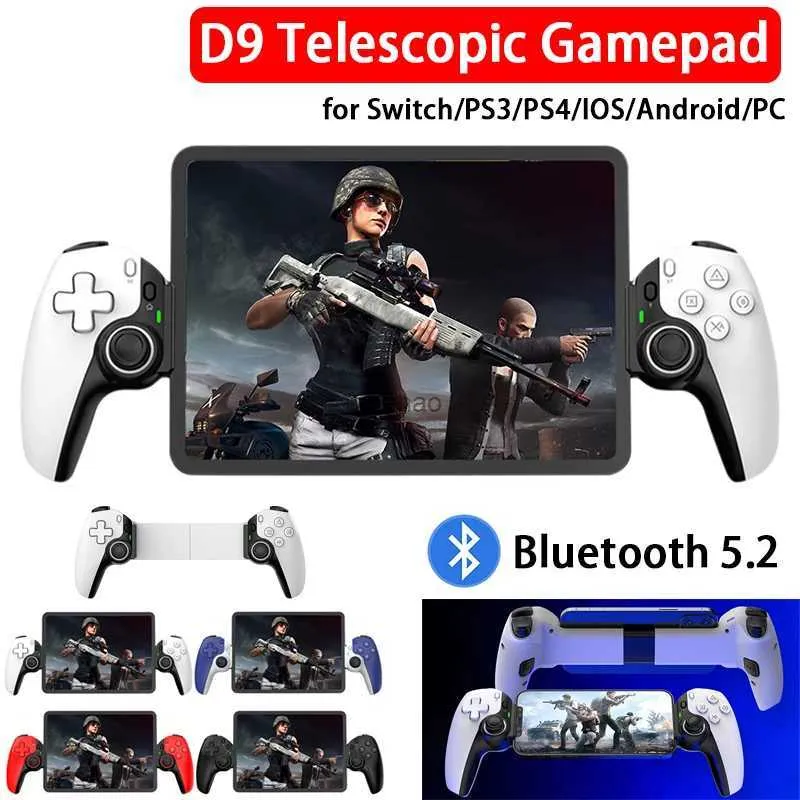 Game Controllers Joysticks D9 Telescopic Mobile Phone Gamepad Dual Hall Somatosensory Wireless Game Controller Joystick for P3 P4 Android iOS Switch PC