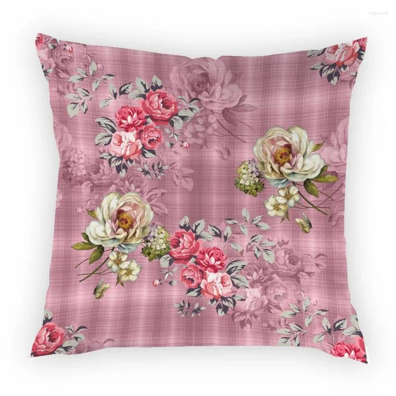 Travesseiro Modern Flower Print Simples Decorativo Sofá Presente 45x45cm Fronha Veludo Confortável Vintage Poduszki Dekoracyjne E2362