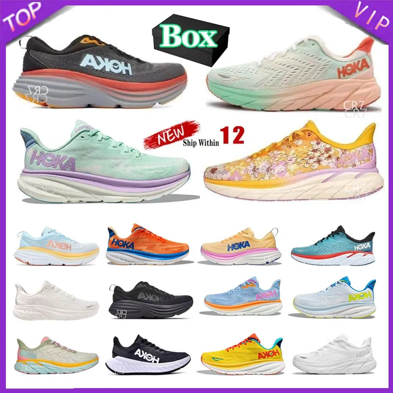 Hoka Running Shoes Women Mens Hokas Clifton 9 Bondi 8 Mesh White Black Blue Cyclamen Sweet Lilac Pink Foam on Cloud Runners Sports Trainers Free People Sneakers