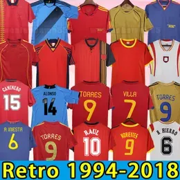 Classic Spain retro soccer jerseys FABREGAS XAVI LUIS ENSRIQUE ALONSO Iniesta PIQUE TORRES camiseta de futbol football shirts 98 99 1994 1996 2002 2008 2010 2012 18