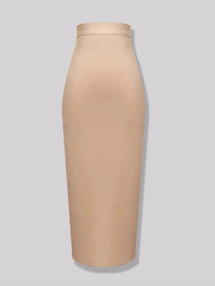 Mode 13 färger xl xxl sexig knälängd bandage kjol kvinnor elastisk bodycon sommar blyerts kjolar 78 cm 240111