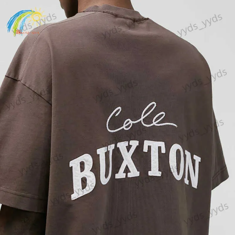 Men's T-Shirts Men Women Casual Loose Classic Patch Embroidered Brown Cole Buxton T-Shirt Hip Hop Vintage CB Short Sleeve Tee With Tags T240112