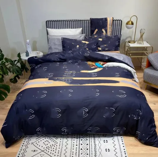4ピースベッドセットピュアコットンベッドシート布団カバー印刷された秋と冬の綿の寝具