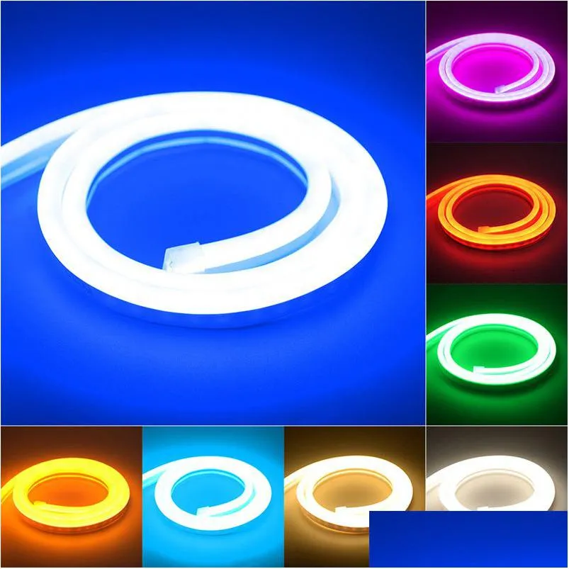 LED Neon İşaret Süper Parlak Işık 120LEDS/M 12V Esnek LEDS Şerit 2835 Su geçirmez Halat Işıkları Şeritler Açık Ev Dekorasyon Damlası D DHBQW