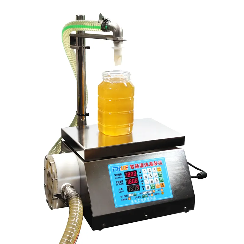 Автоматическая машина для розлива меда, машина для розлива вязкой жидкости, самовсасывающий шестеренный насос, скорость потока 8 л/мин.