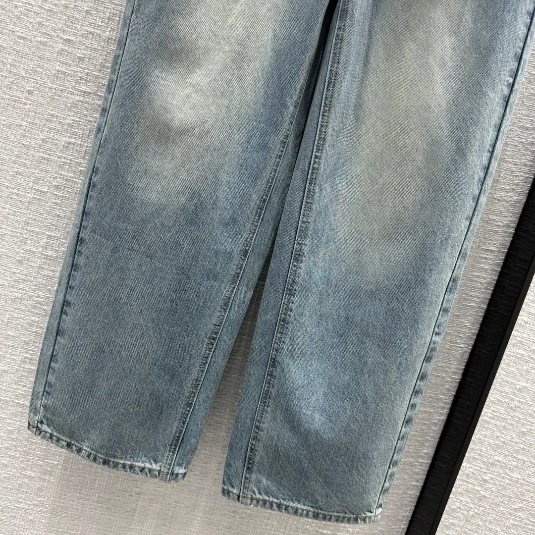 Designer Jeans 2024 New Spring Summer Fashion Panelled Straight Brand Same Style Pants Luxury Women's Clothing 0112-18