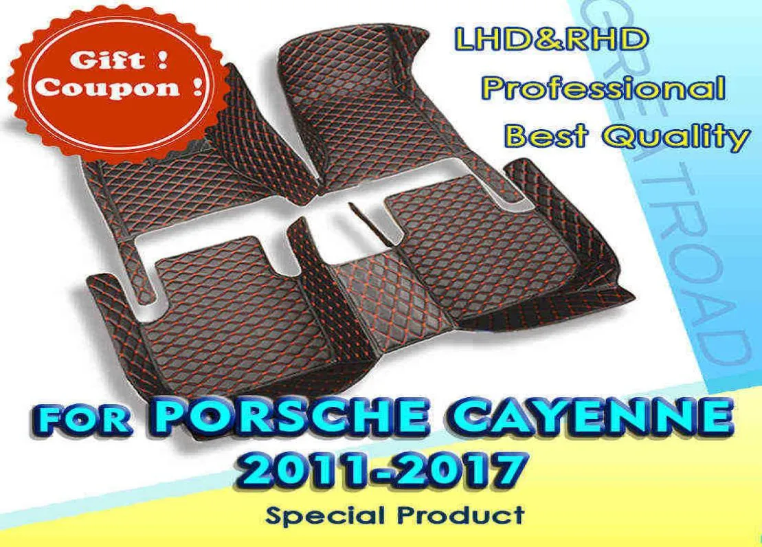 Tappetini per auto per Porsche Cayenne 2011 2012 2013 2014 2015 2016 2017 Tappetini per auto personalizzati Accessori per interni di automobili H23440163