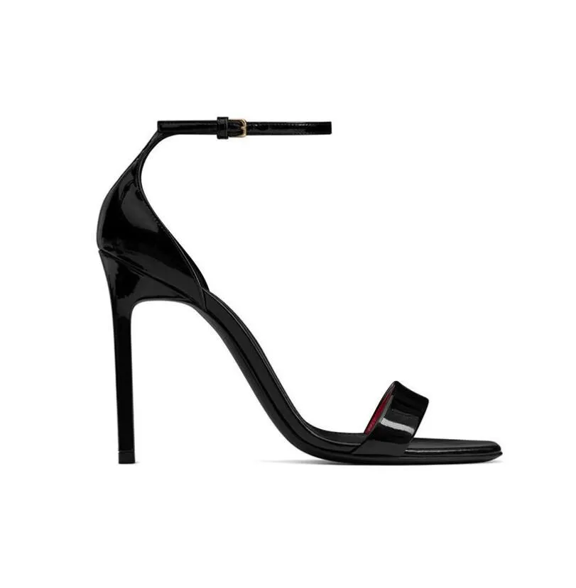 Nieuwe Dames Luxe Ontwerpers Klassiek Letter Metaal Hakken Schoen Sandalen Echte foto Echt lederen band Hoge hak Schoenen Handtas Trouwjurk Schoen Pumps met doos