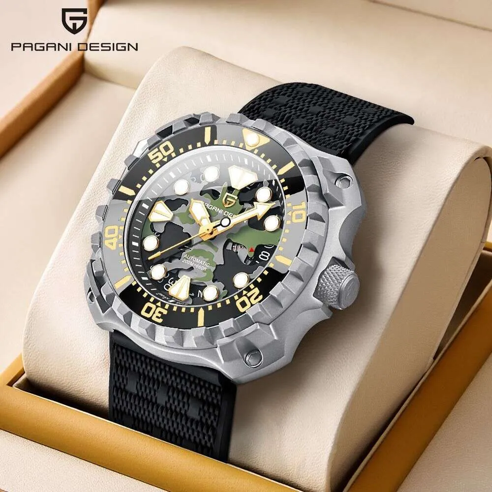 titanium Camo Pagani Men s Fully Automatic Mechanical Watch Military Aircraft Night Light Waterproof Calendar Square