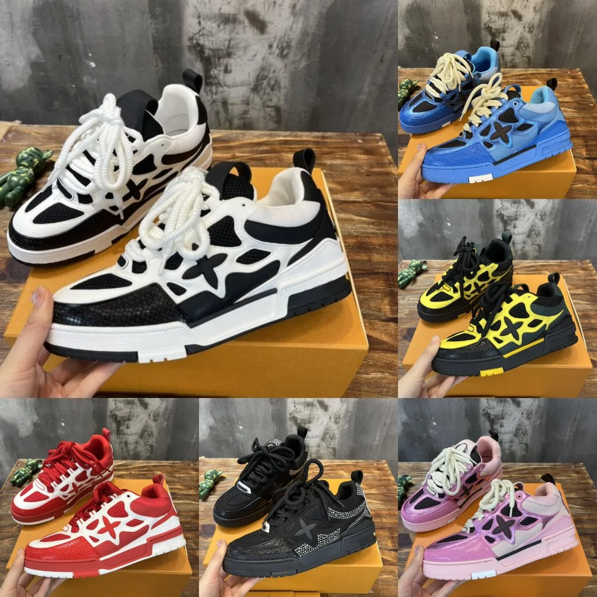 2024 Skate SK8 Sneakers Designer Trainer Sneaker Casual Shoes Runner Shoe Outdor Leather Flower Ruing Fashion Classic Women Size 35-46