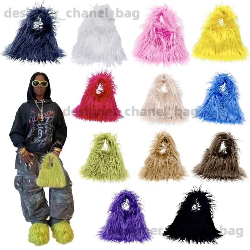 Totes Imitation plage laine mignon sac à bandoulière femmes Ruffian épicé fille en peluche sac à bandoulière en peluche sac à main T240112